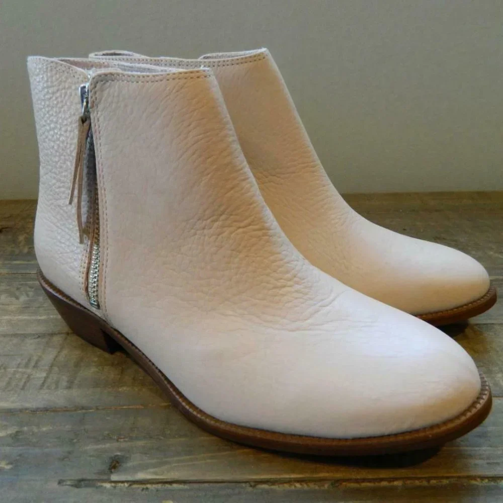 J. Crew Blush Leather Ankle Booties - Picture 1 of 2